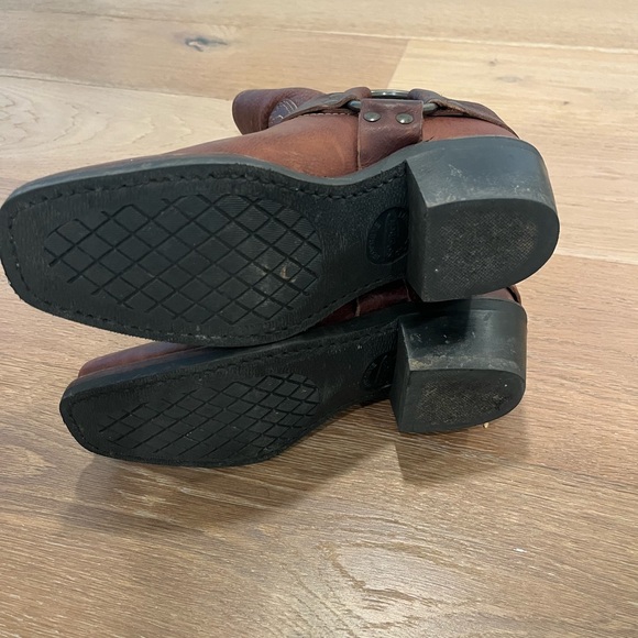 Frye Harness Western Square Toe Brown boho Cowgirl Festival Biker boots sz 5.5 - Picture 7 of 12